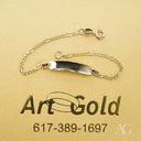 Silver 18k gold personalized ID bracelet with figaro chain and polished plate