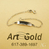 Silver 18k gold personalized ID bracelet with figaro chain and polished plate