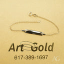 Child’s 18k gold personalized ID bracelet with silver chain and polished bar