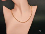 18K solid gold rolo chain necklace on mannequin, 4mm bold links