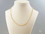 18k solid gold rolo chain necklace with delicate 4mm circular links