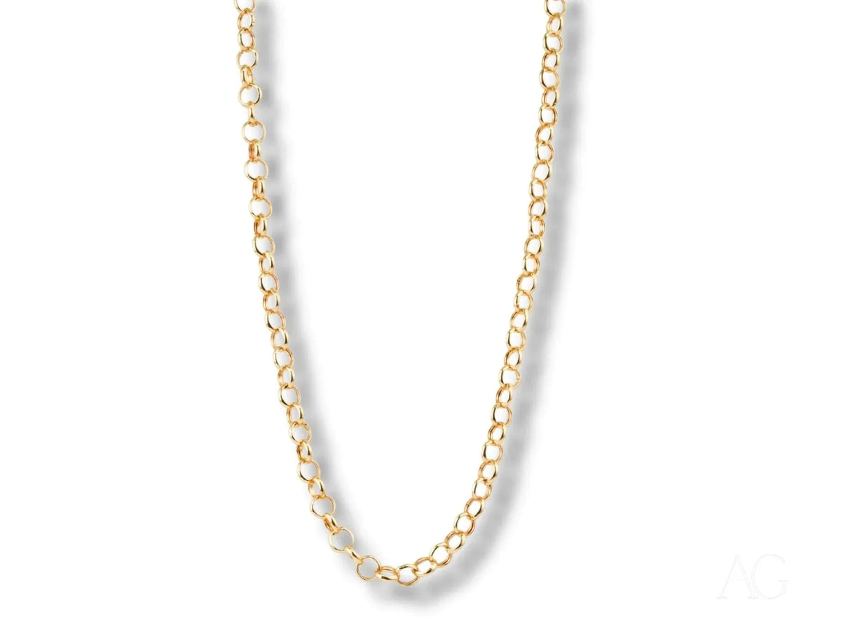 18k solid gold rolo chain necklace in 4mm bold round links