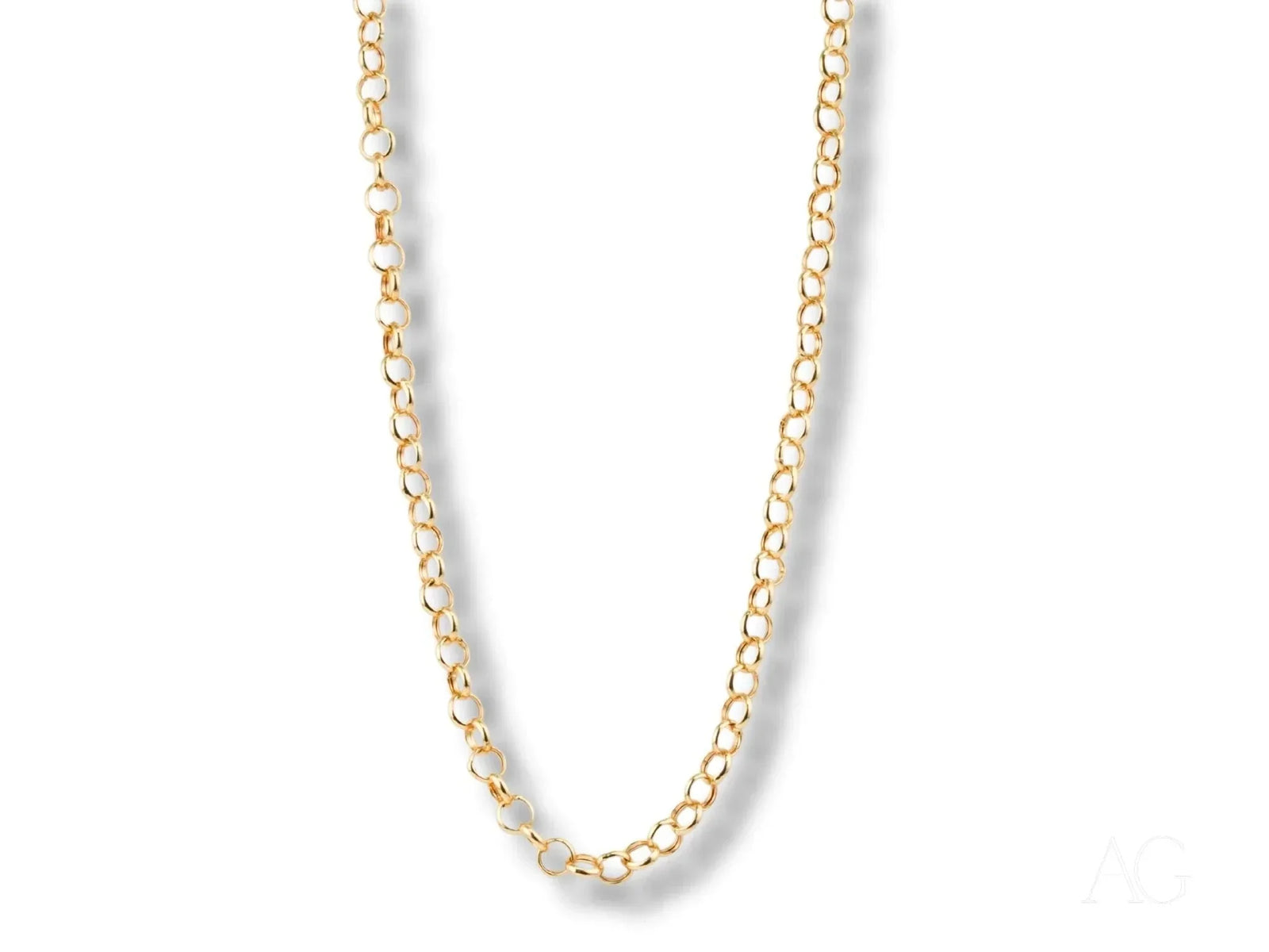 18k solid gold rolo chain necklace in 4mm bold round links