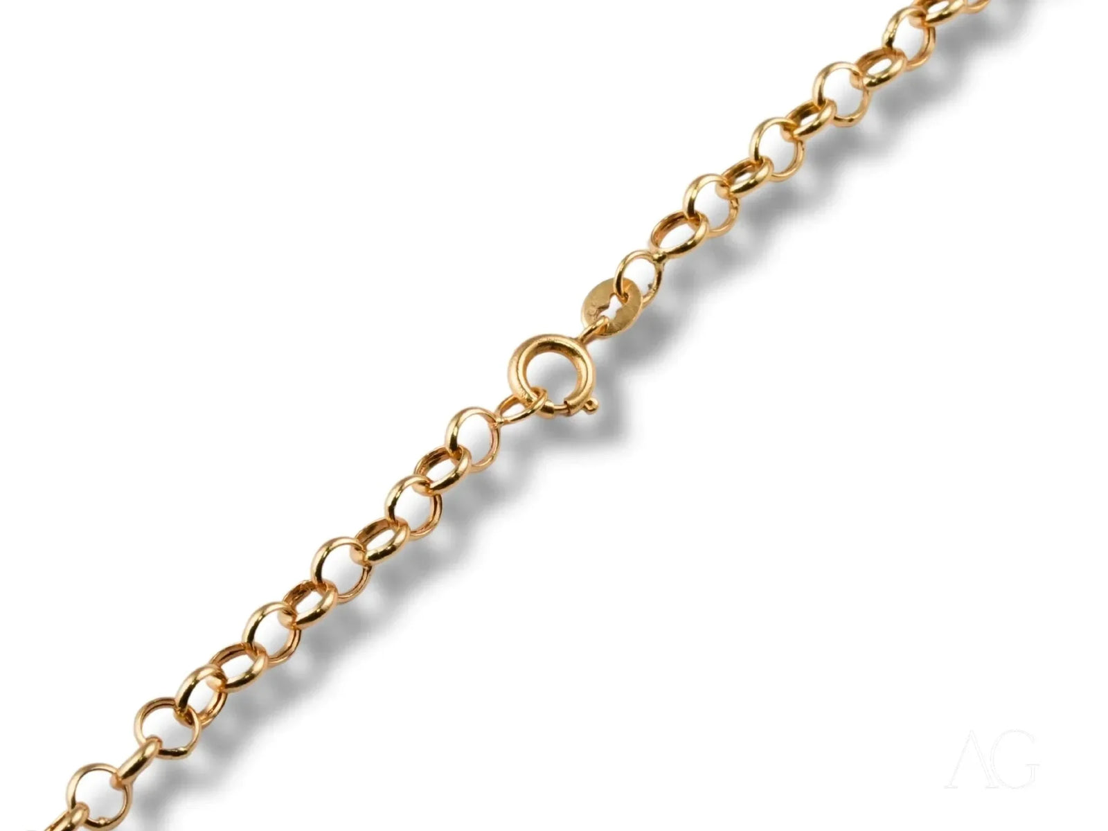 18K solid gold rolo chain necklace with spring-ring clasp