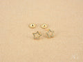 18K Gold Star Celestial Sparkle: CZ Earrings with Screw Backs