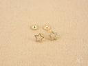 18k gold star celestial sparkle CZ earrings with screw backs