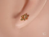 18K Gold Star Celestial Sparkle CZ Earrings with Screw Backs