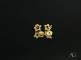 18K gold star celestial sparkle CZ earrings with screw backs