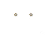 18K gold star celestial sparkle CZ stud earrings with screw backs