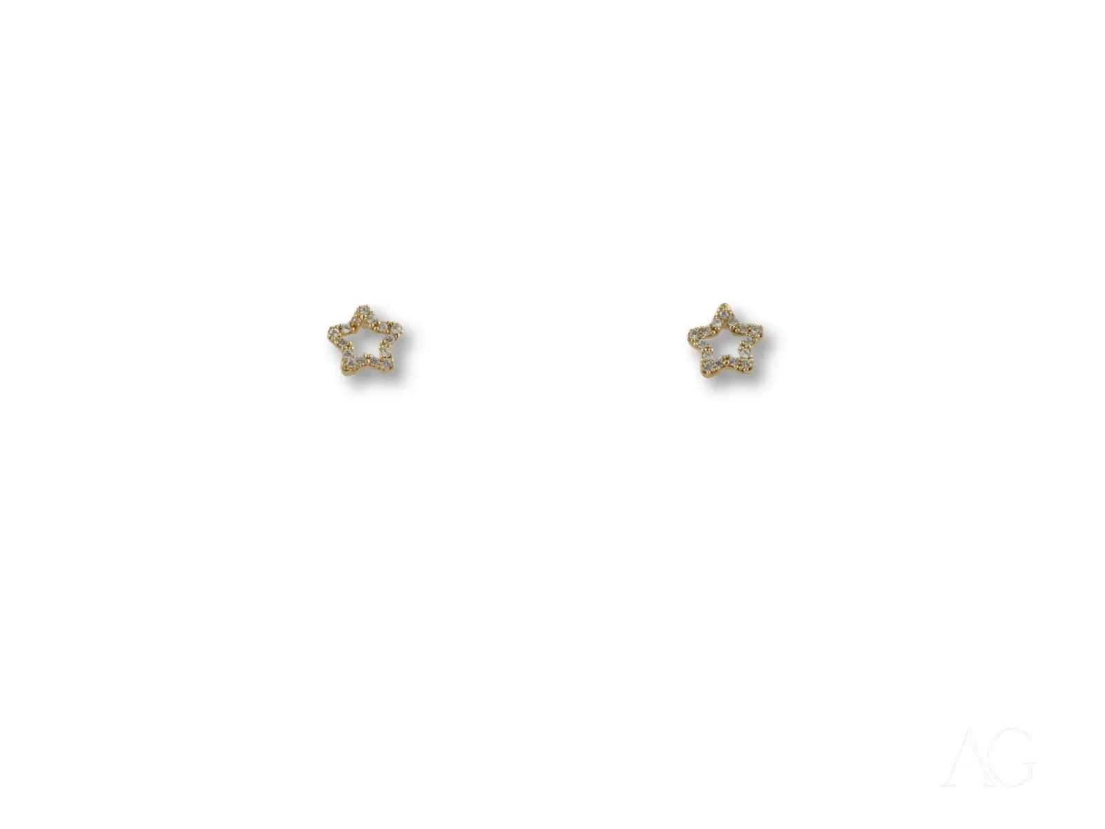 18K gold star celestial sparkle CZ stud earrings with screw backs