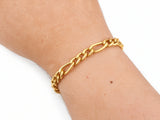 18K yellow gold Figaro bracelet on the wrist, side view