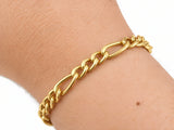 18K yellow gold Figaro bracelet worn on the wrist