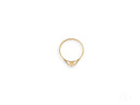Thin solid 18k yellow gold ring with clear gemstone in art gold box