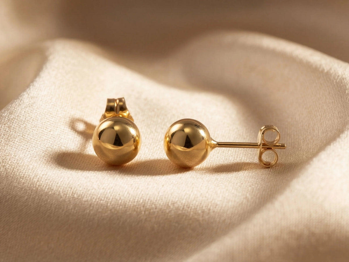 18k gold ball art gold jewelry ball stud earrings with posts and backs