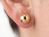 18k gold ball art gold jewelry ball stud earrings, sleek gold sphere