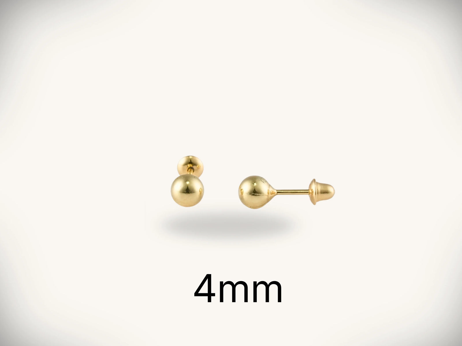 18K gold ball stud earrings, 4mm art gold jewelry spheres