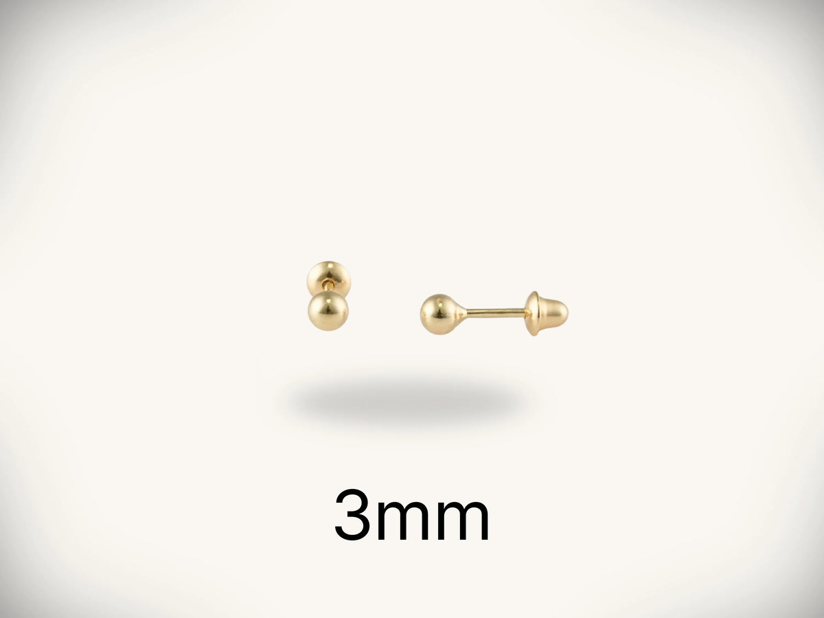 18K gold ball stud earrings minimalist art gold jewelry spheres