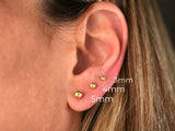 18k gold ball art gold jewelry: 3mm, 4mm, 5mm spherical stud earrings