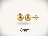 18k gold ball stud earrings, 8mm polished art gold jewelry spheres