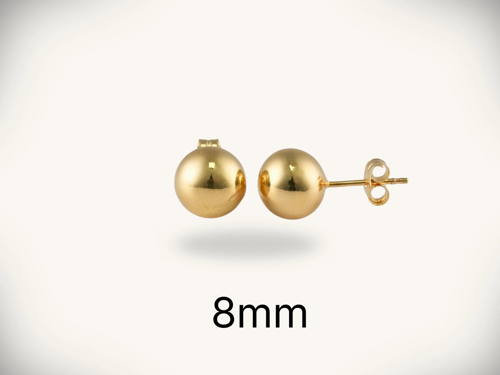 18k gold ball stud earrings, 8mm polished art gold jewelry spheres