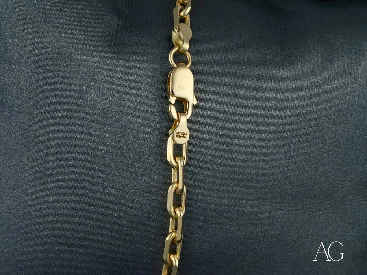 18k solid gold bracelet with diamond-cut link chain and lobster clasp