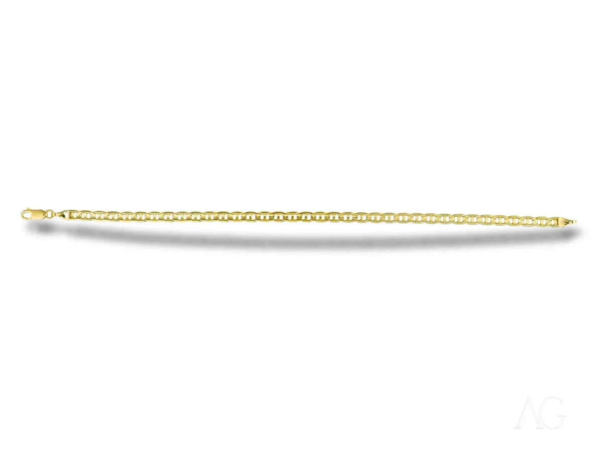 Thin 18k solid gold bracelet with navy link pattern and lobster clasp