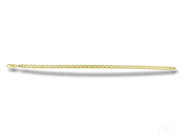 Thin 18k solid gold bracelet with navy link pattern and lobster clasp