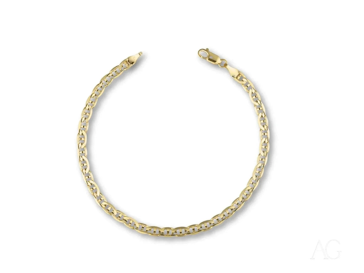 18k solid gold bracelet with navy link pattern and lobster clasp