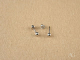 Certified 18k solid white gold 3mm ball-end screw-back earrings set