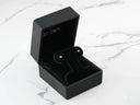 Black velvet box with certified 18k solid white gold 3mm ball earrings