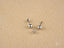 Silver-colored 4mm ball earrings with chain and hoop in 18K White Gold Art Gold Jewelry