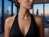 18K white gold V-shaped choker necklace back view