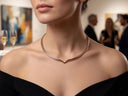 Sleek 18K white gold choker necklace with minimalist V-shaped design