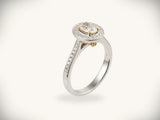 18K white gold 0.5ct oval diamond halo engagement ring