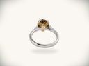 18K white gold diamond engagement ring with brown gemstone and yellow diamonds
