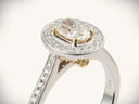 18k white gold 0.5ct oval diamond halo engagement ring