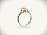 18K white gold diamond engagement ring 0.5ct two-tone halo design
