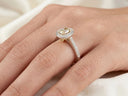 18K white gold diamond engagement ring with 0.5ct yellow diamond halo