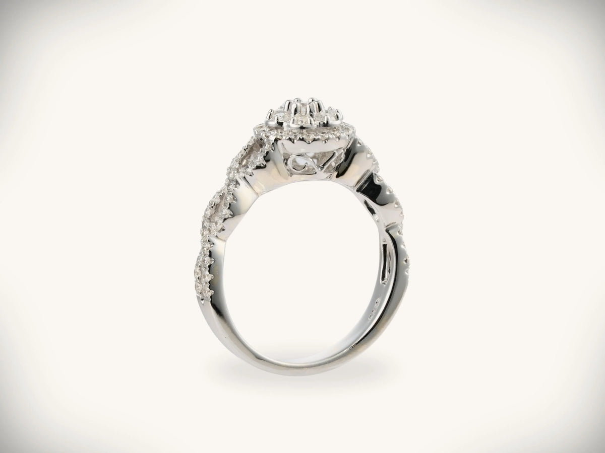 18k white gold diamond engagement ring 0.82ct twisted band