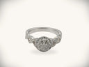 18k white gold diamond ring 0.82ct with floral cluster and pave band