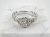 18k white gold diamond ring 0.82ct with sparkling floral cluster design