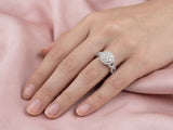 18k white gold diamond ring 0.82ct with sparkling round pave center