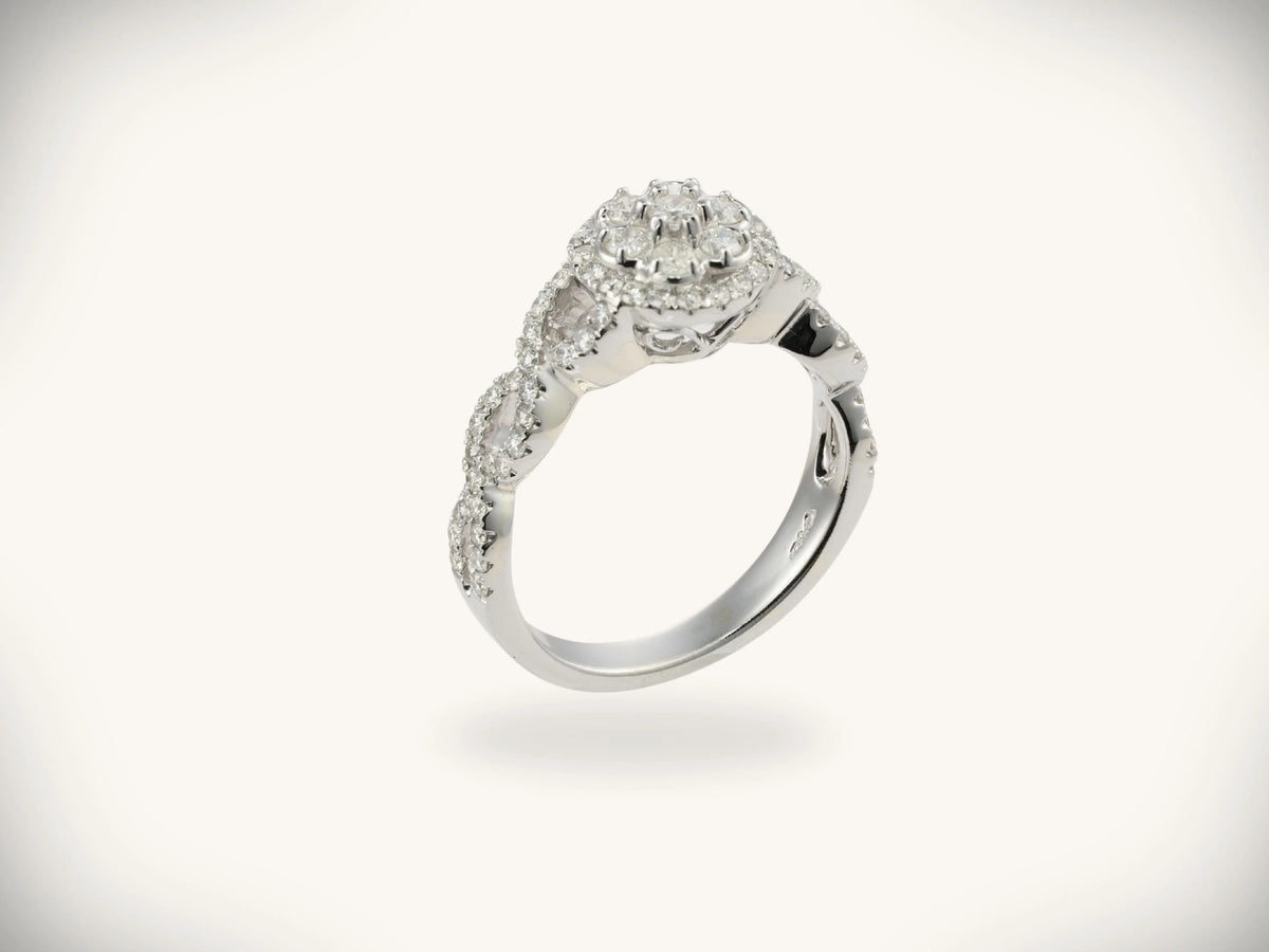 18k white gold diamond engagement ring 0.82ct round cut sparkle