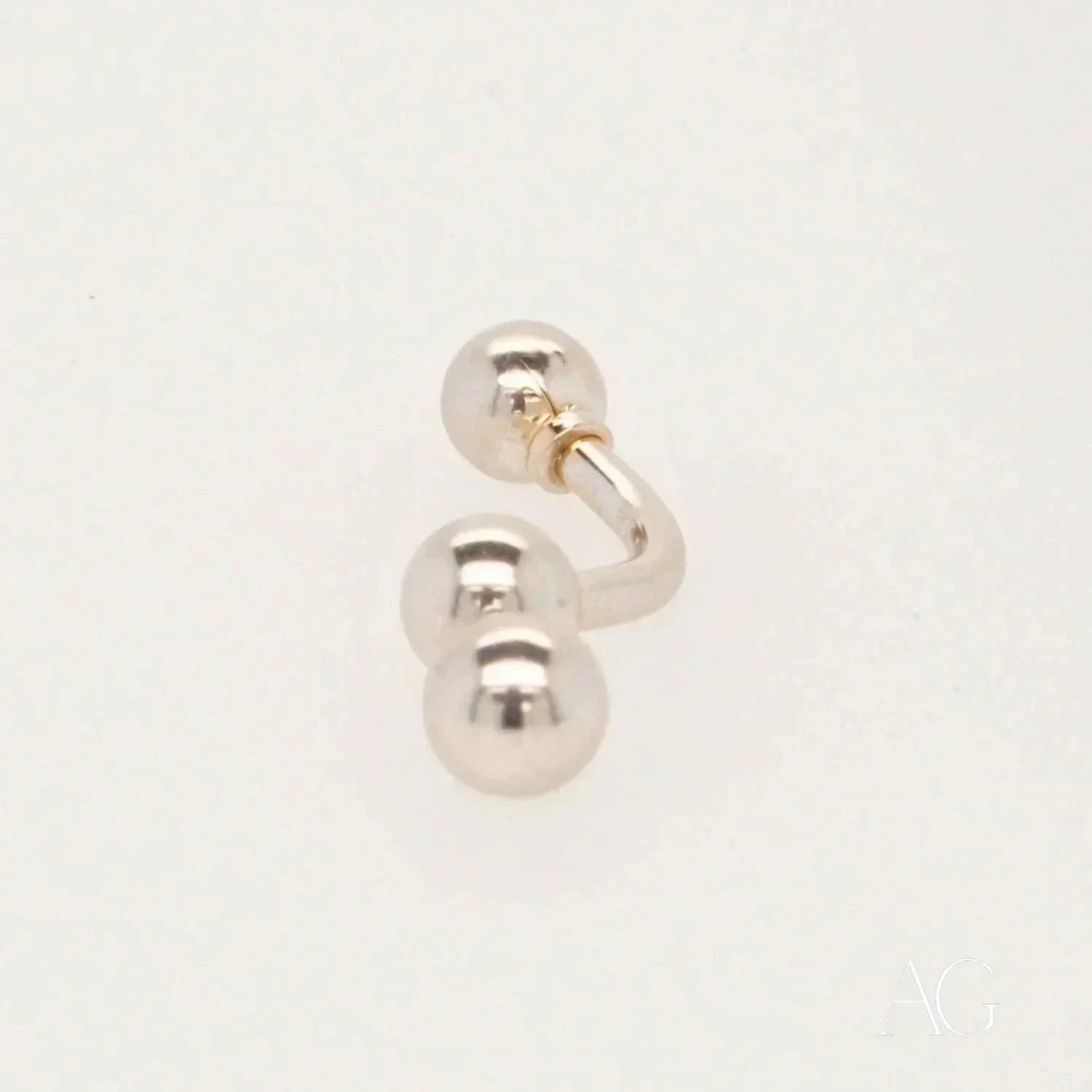 18k white gold elegance spiral barbell bellybutton piercing