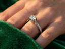 18k white gold engagement ring with 1ct solitaire diamond and pavé accents