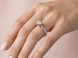 18K white gold engagement ring with 1ct solitaire diamond and pavé accents