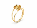 18K yellow gold ArtGold citrine ring, second three-quarter view from the opposite angle showing the split shank and open basket