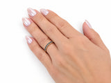 ArtGold 18K yellow gold half eternity sapphire band worn on the finger