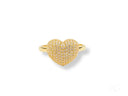 18k yellow gold heart shape ring with pave-set cubic zirconia diamonds
