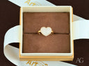 18k yellow gold heart shape ring with pave diamonds and cubic zirconia